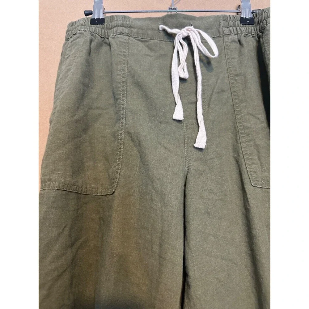 BLANKNYC Womens Pants Green Size Medium Jogger High Rise Utility Linen Blend